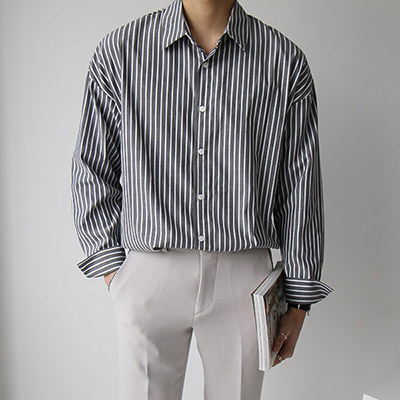 베바 스트라이프 커프스 셔츠 (3color)